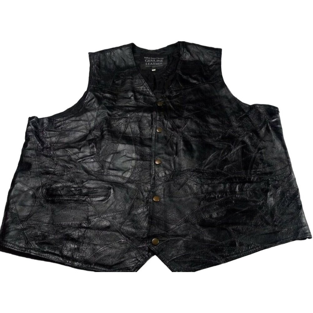 Men's Black Leather Vest